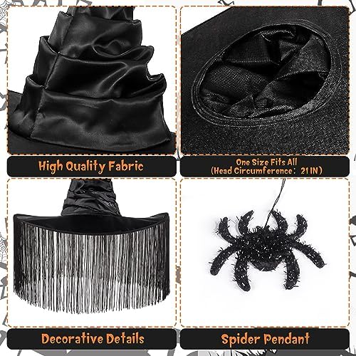 JUSTOTRY Witch Hat for Women - Halloween Women Costume Black