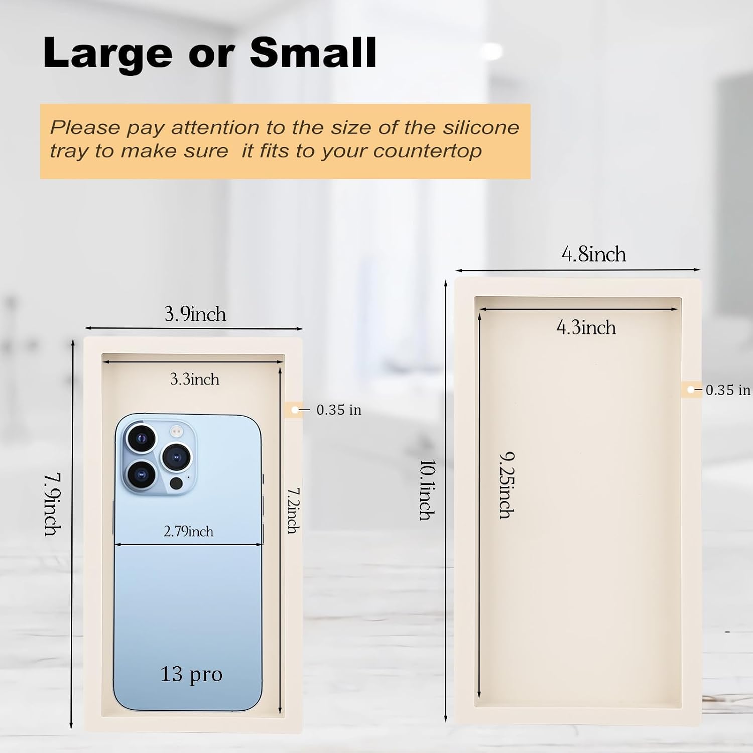 Bathroom Tray / Beige / 9.8 x 4.7