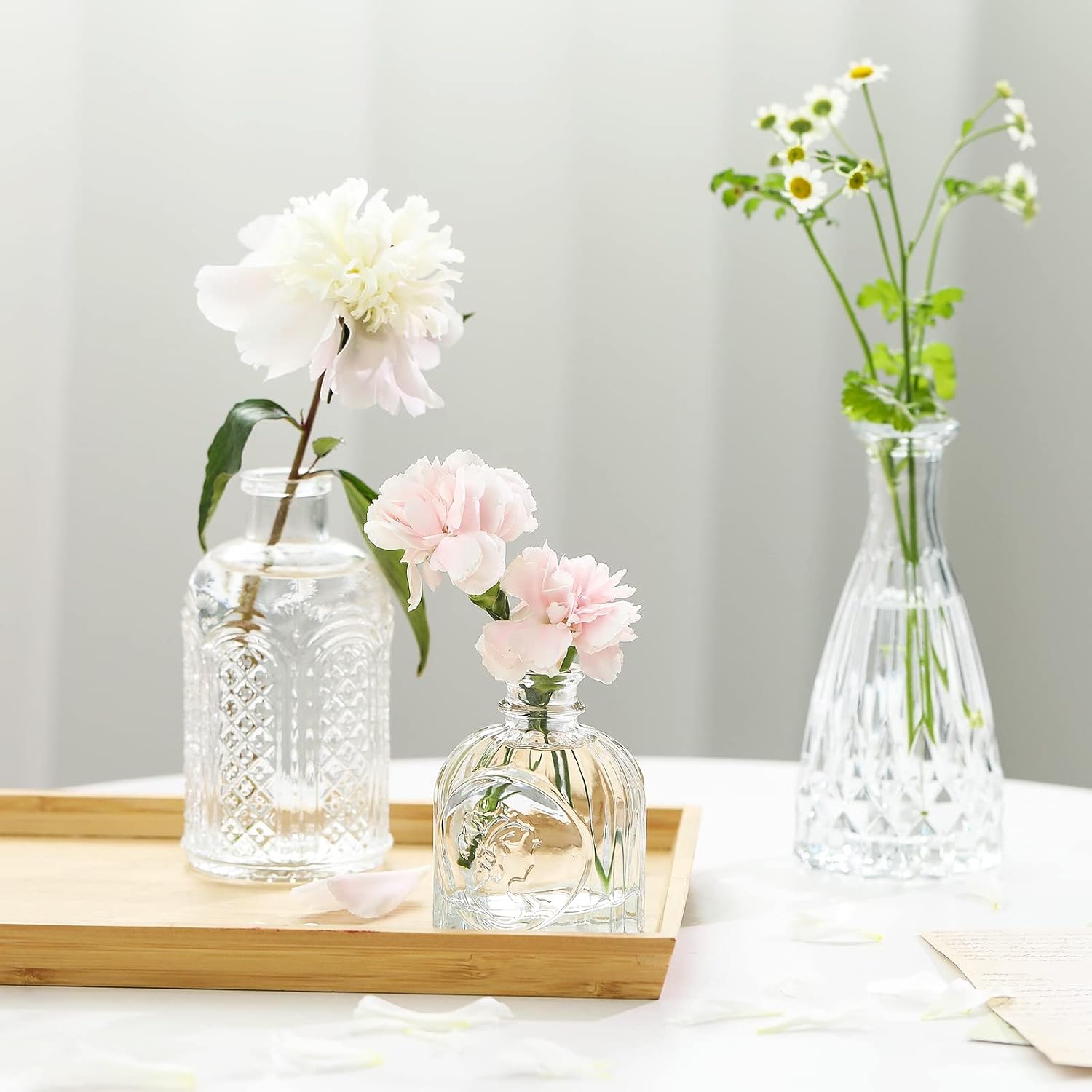 Glass Bud Vases / Clear / Set of 12