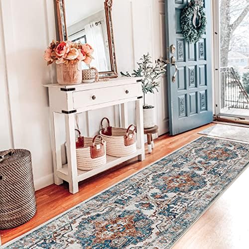 Hallway Washable Runner Rug - 2x7 Kitchen Rugs Entryway Rug Runner Vintage Soft Floor Mat Non Slip Indoor Farmhouse
