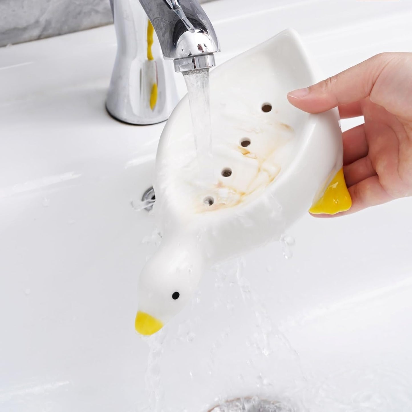Self-Draining Soap Holder for Sink and Shower