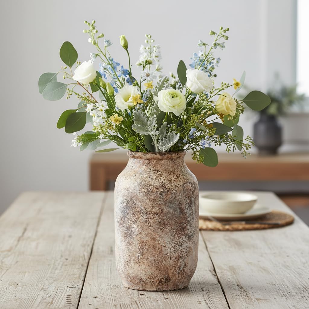 Rustic Terracotta Vase / Orange / 9 Inch