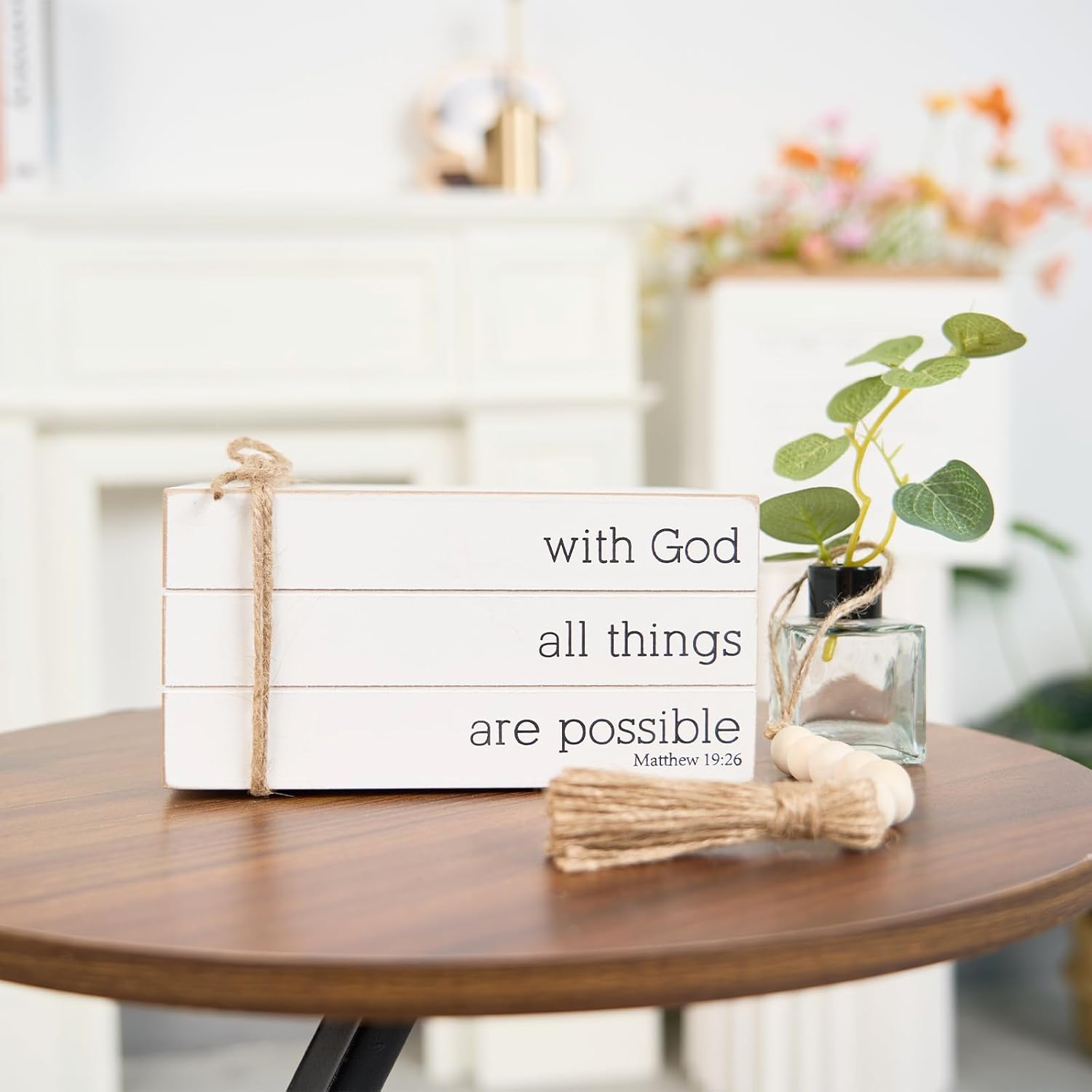Faux Books / Rustic Farmhouse Decor Books / with God