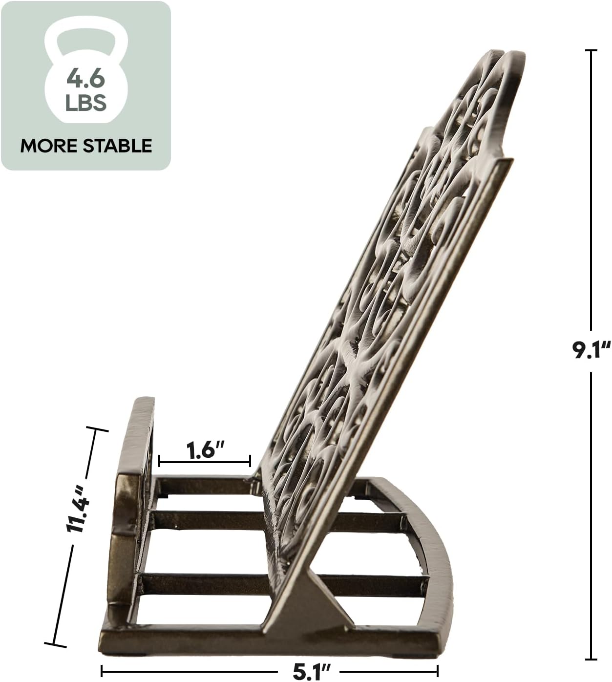 JOGREFUL Cast Iron Cookbook Stand, Kitchen Recipe Holder Classic Latte Gold | Heavy-Duty Book Vintage Holder, Reading