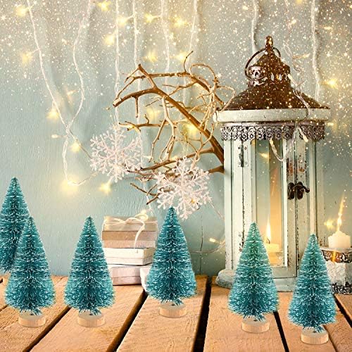 KUUQA 24Pcs Mini Sisal Bottle Brush Christmas Trees, Small Size