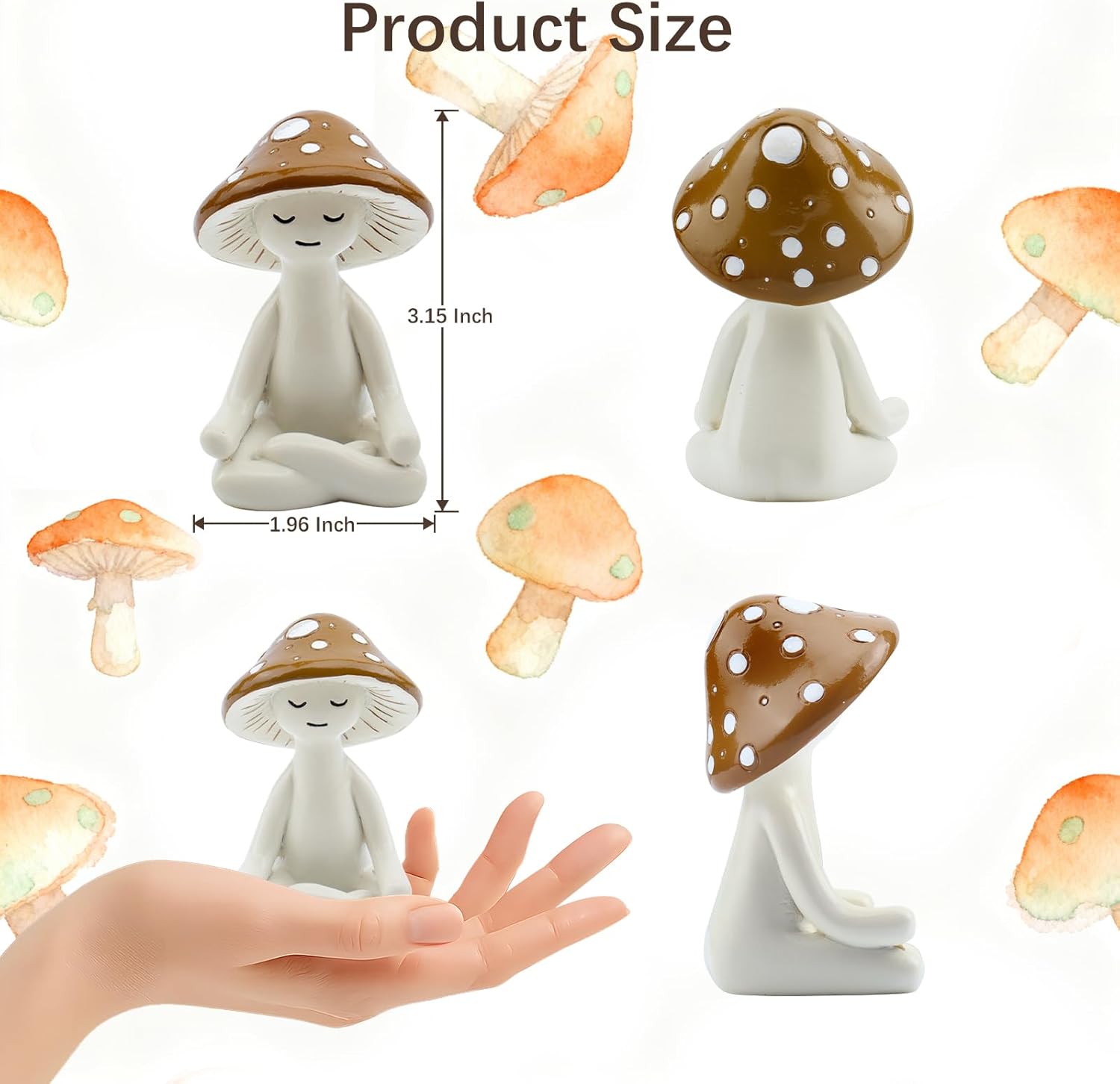 Yoga Figurines for Desk / Mushroom / Set of 3