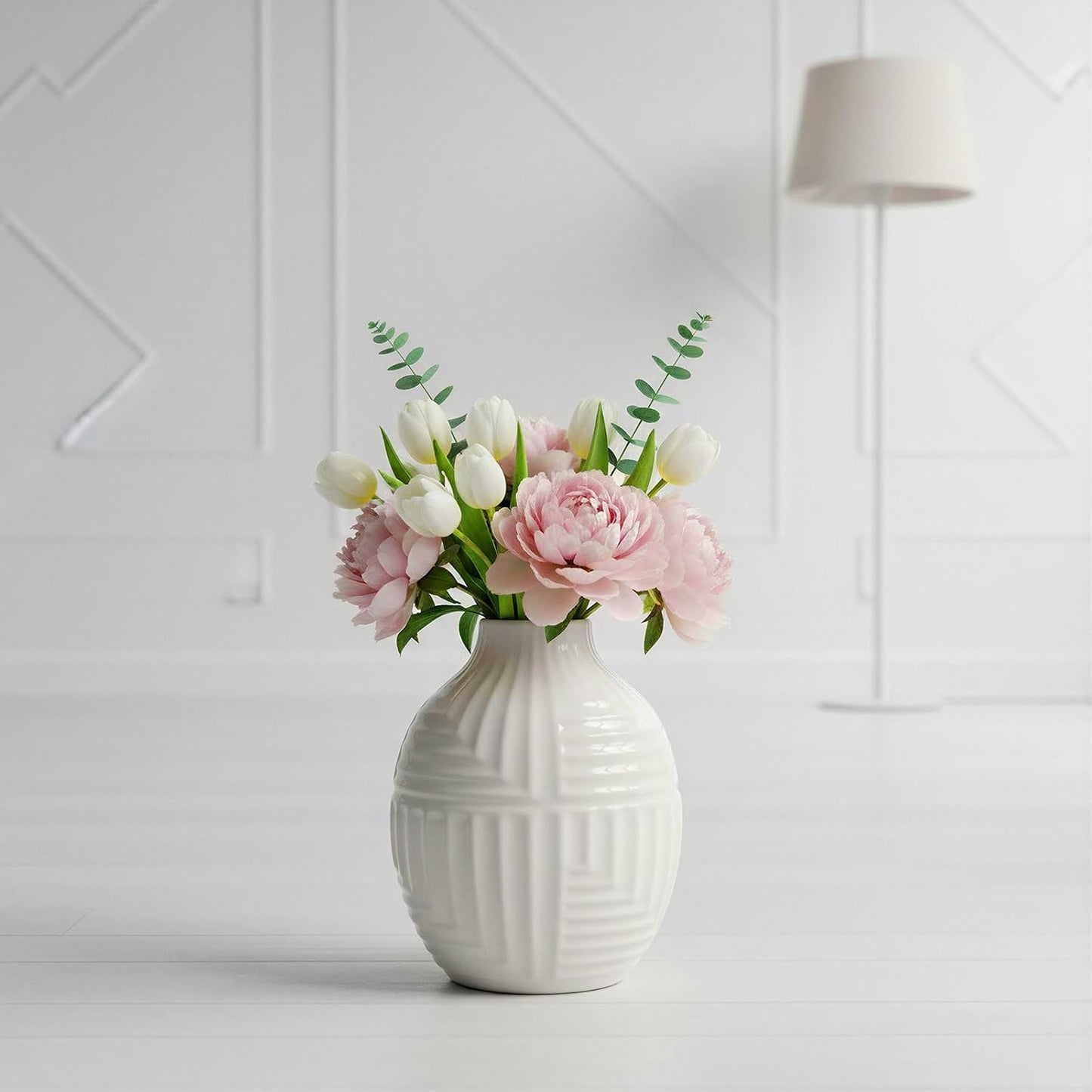 Hand-Glazed Ceramic Vase / White / 5.7''h