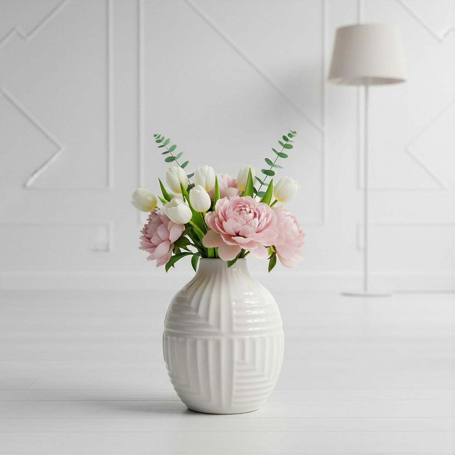 Hand-Glazed Ceramic Vase / White / 5.7''h