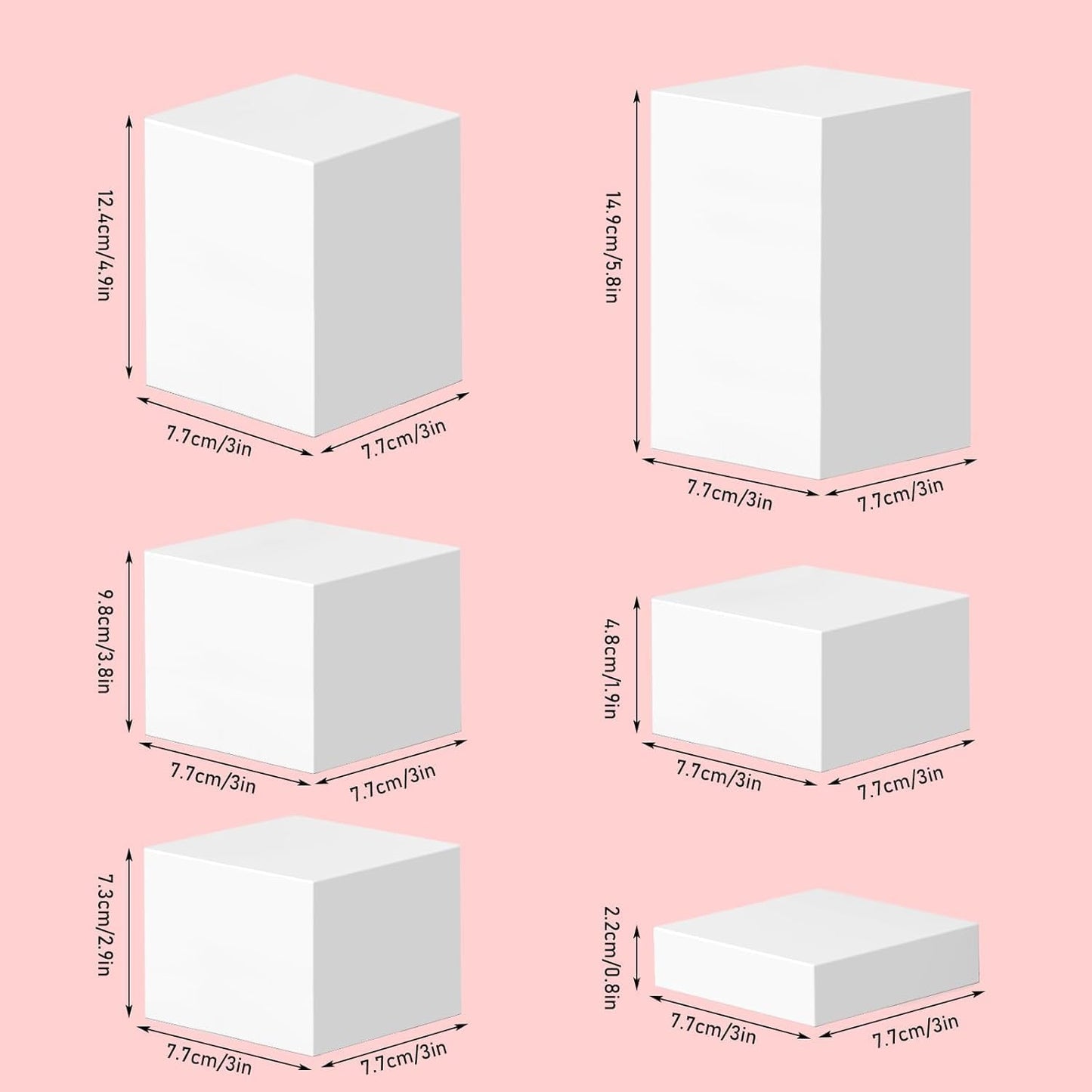 Square Acrylic Display Base for Necklaces / White / Set of 6