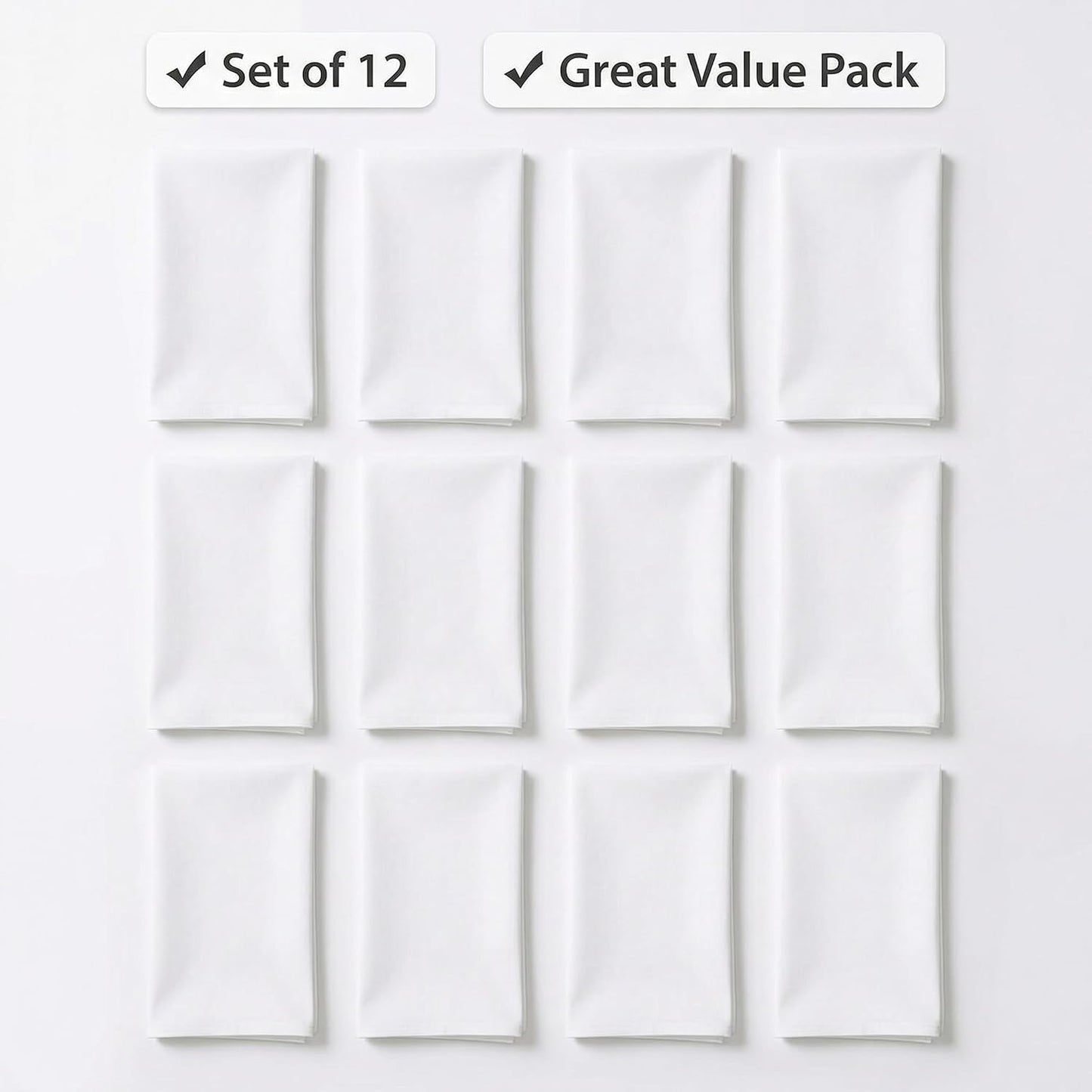 Urban Villa Cloth Napkins White Dinner Napkins Set of 12 (18X18) 100% Cotton Absorbent Washable Durable Reusable Ideal