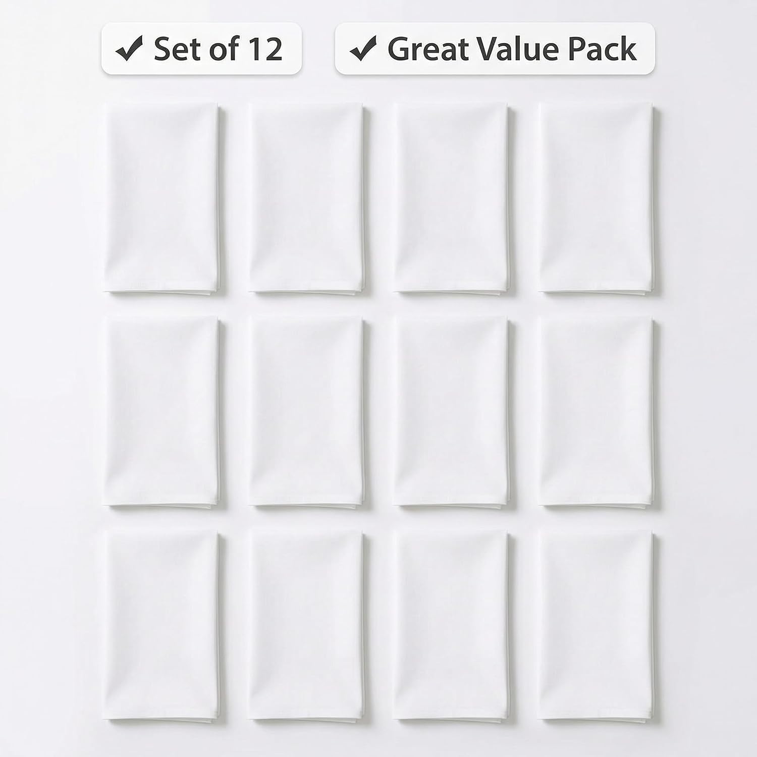 Urban Villa Cloth Napkins White Dinner Napkins Set of 12 (18X18) 100% Cotton Absorbent Washable Durable Reusable Ideal
