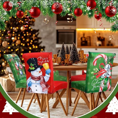 Moukeren 6 Pcs Christmas Chair Covers Dining Chair Slipcovers