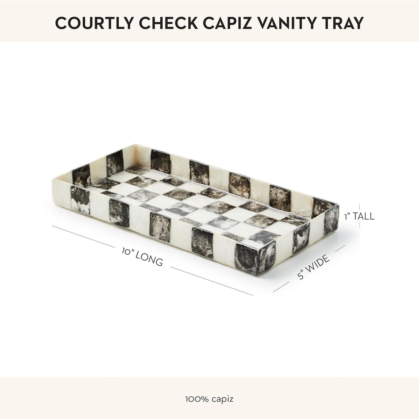 Capiz Vanity Tray / Courtly Check / Black