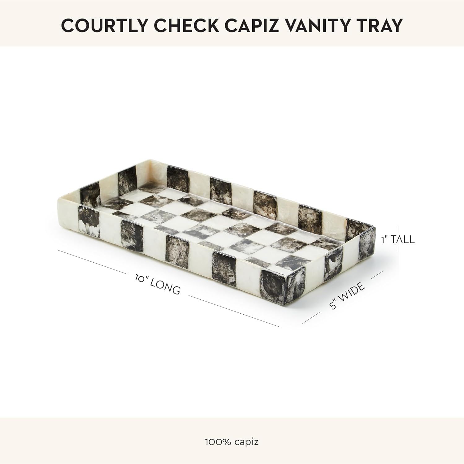Capiz Vanity Tray / Courtly Check / Black
