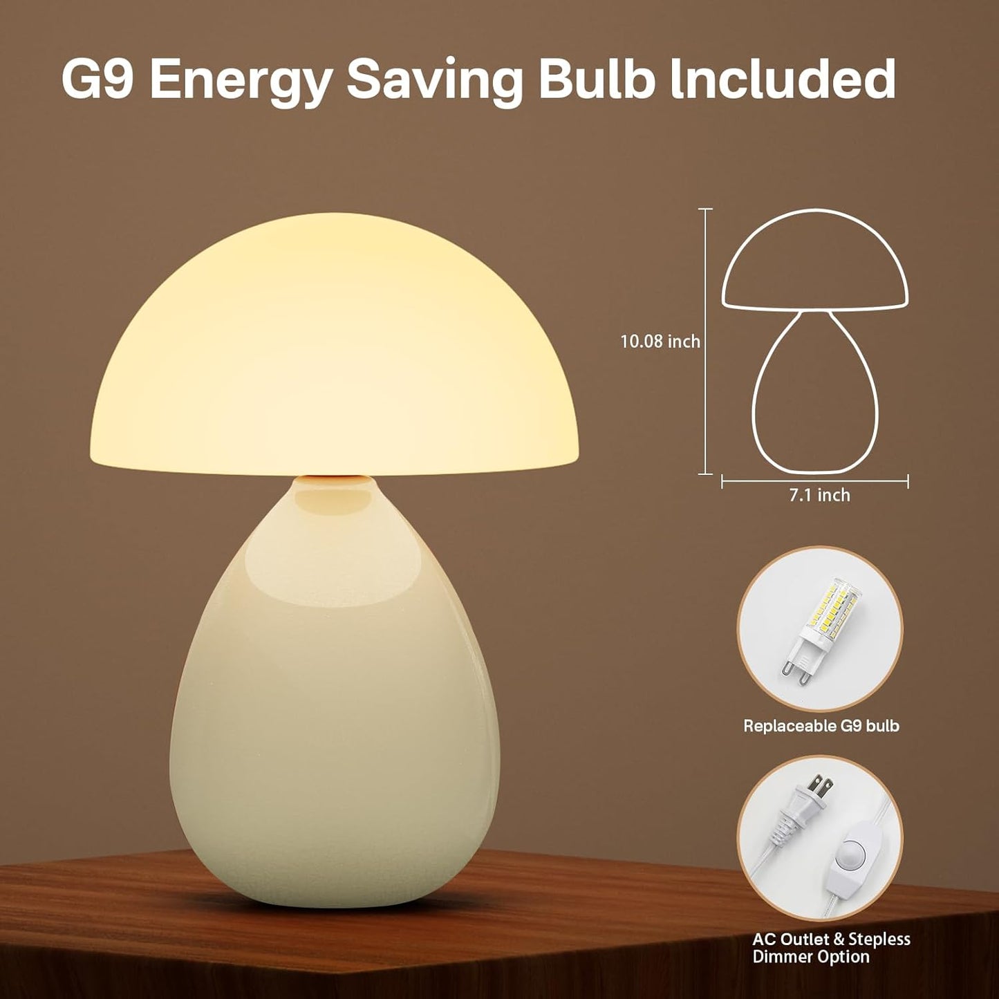 Mushroom Lamp Table Lamp / Cream-ice Crackle