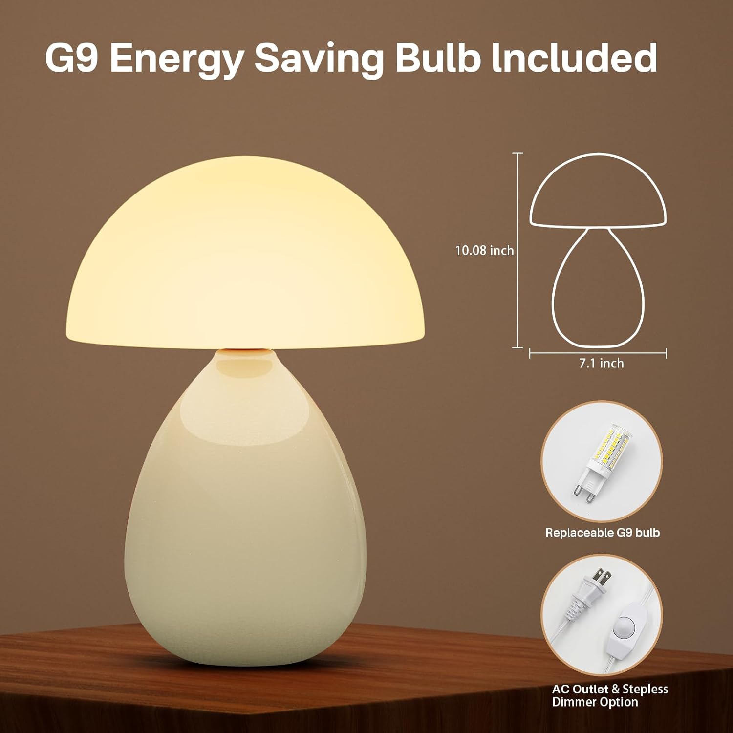 Mushroom Lamp Table Lamp / Cream-ice Crackle