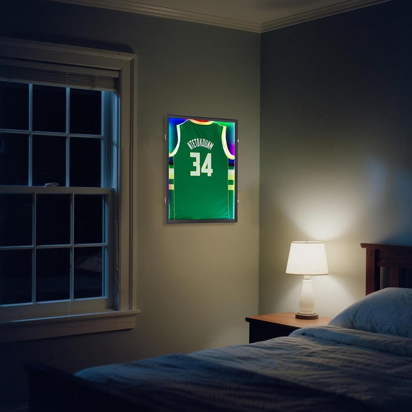IHEIPYE LED Jersey Frame Display Case - Shadow Box with LED Light - Black Lock, UV Resistant Acrylic Wall Mount Display