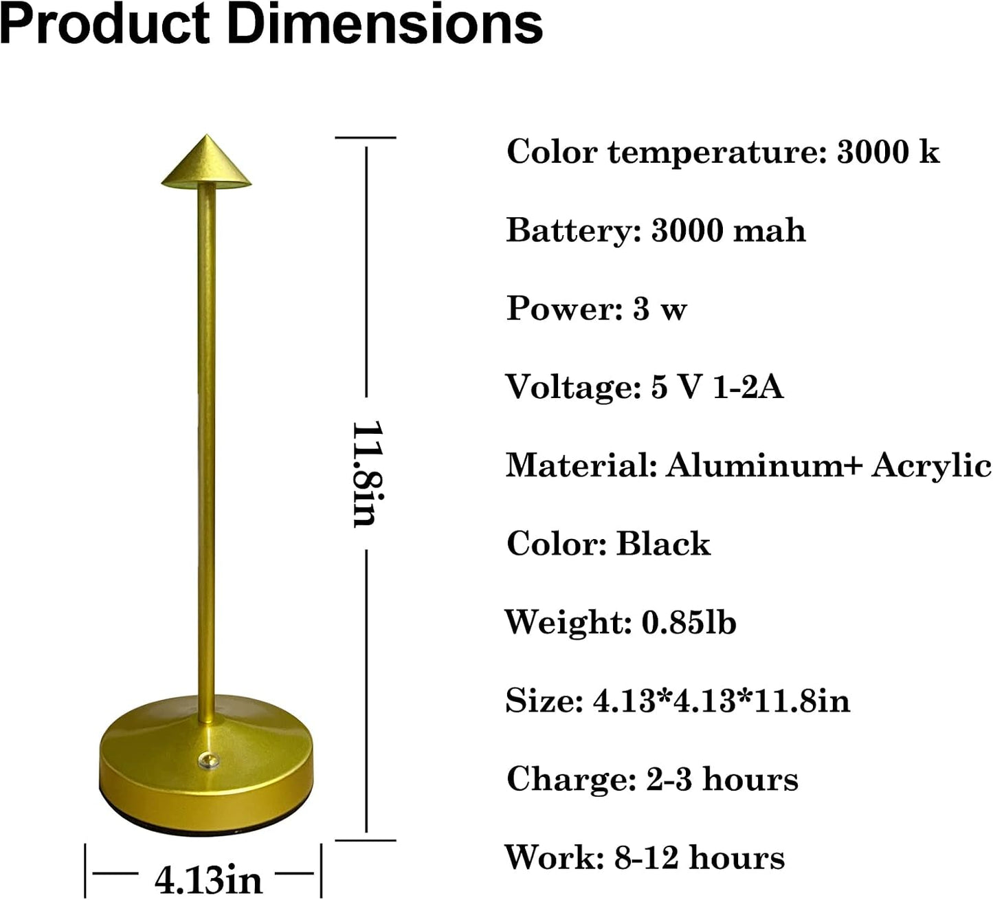 Rechargeable Cordless Lamps,3000mAh Battery Operated Table Lamp,Portable LED Touch 2 Levels Brightness Dimmable Bar