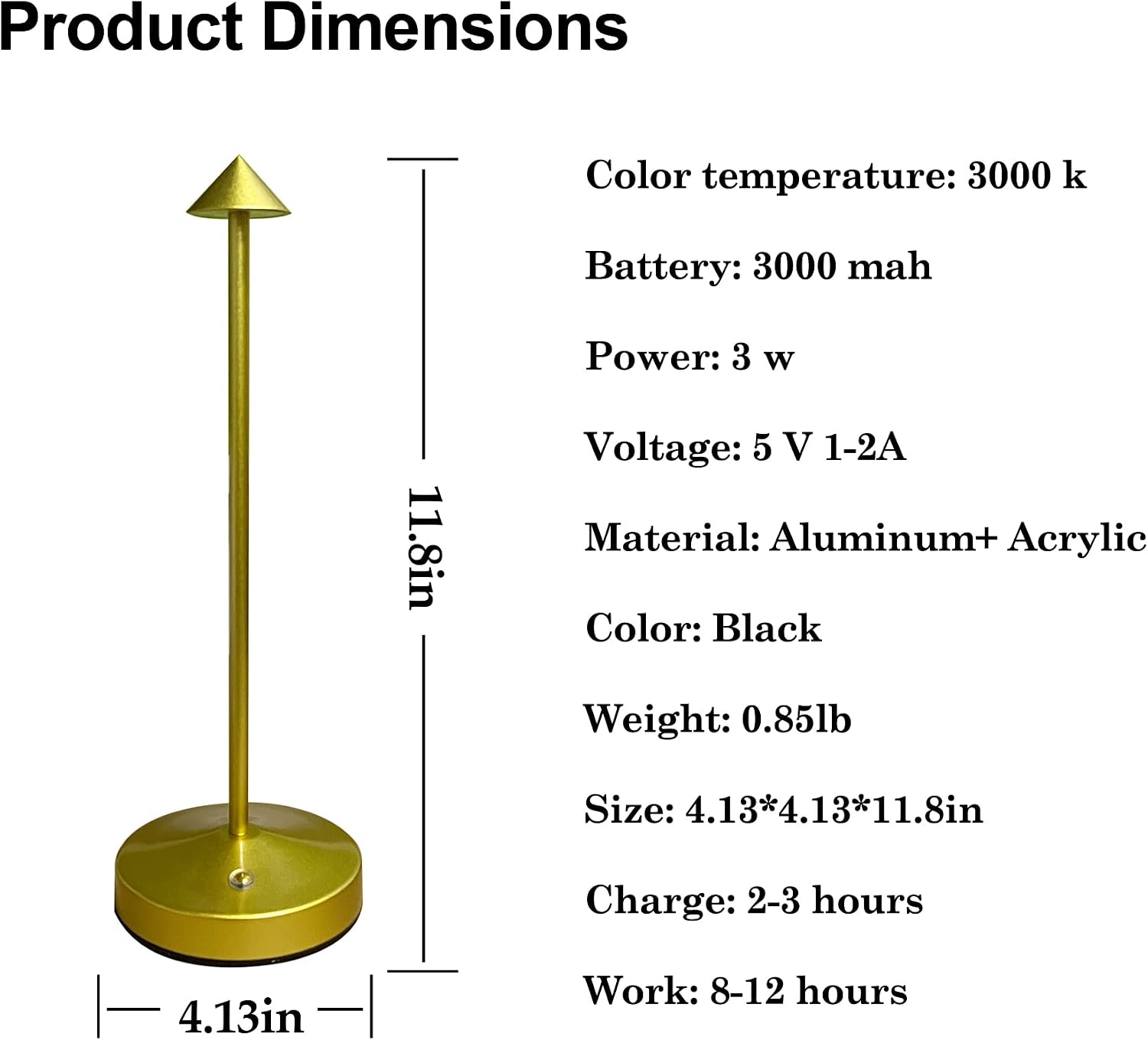 Rechargeable Cordless Lamps,3000mAh Battery Operated Table Lamp,Portable LED Touch 2 Levels Brightness Dimmable Bar