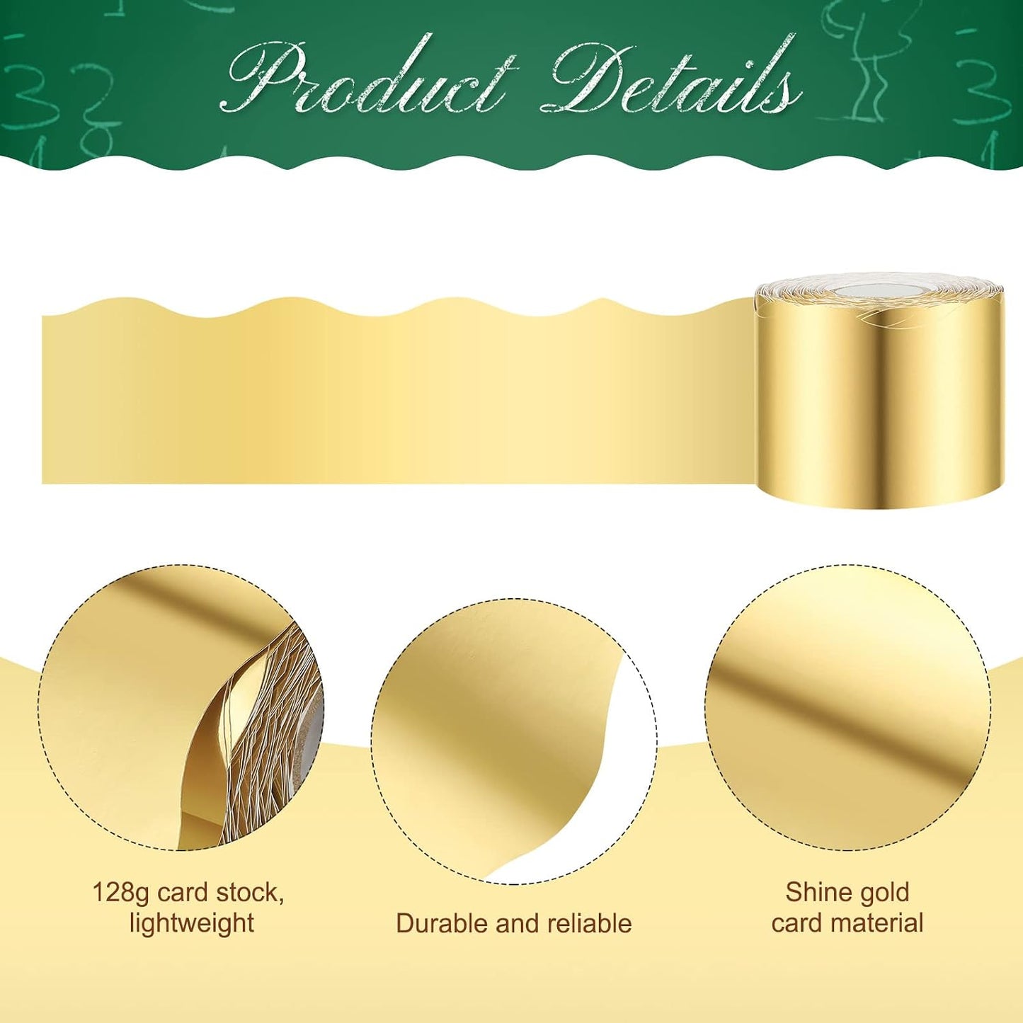 Scalloped Bulletin Board Borders Classroom Shine Decorative Scalloped Bulletin / Gold / 65.6 ft