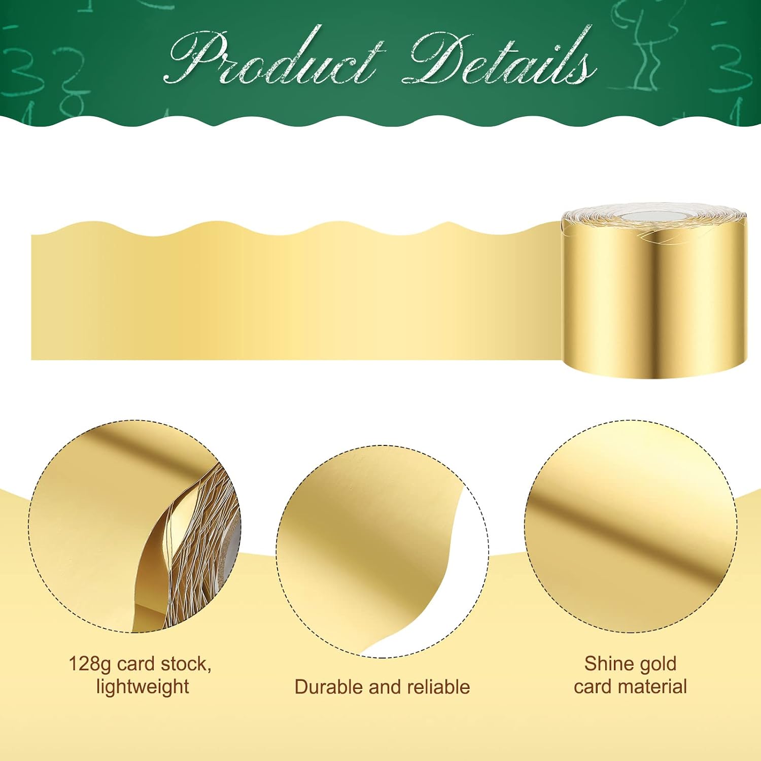 Scalloped Bulletin Board Borders Classroom Shine Decorative Scalloped Bulletin / Gold / 65.6 ft