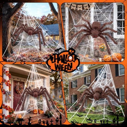 Halloween Decorations Outdoor Spider Webs:1Pcs Giant Spiders-Outdoor Use