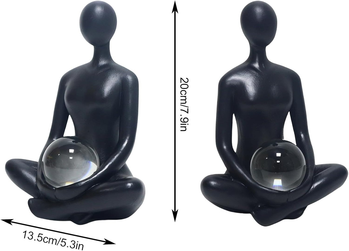 Zen Meditation Figurine / Black -yoga / 7.9 Inch