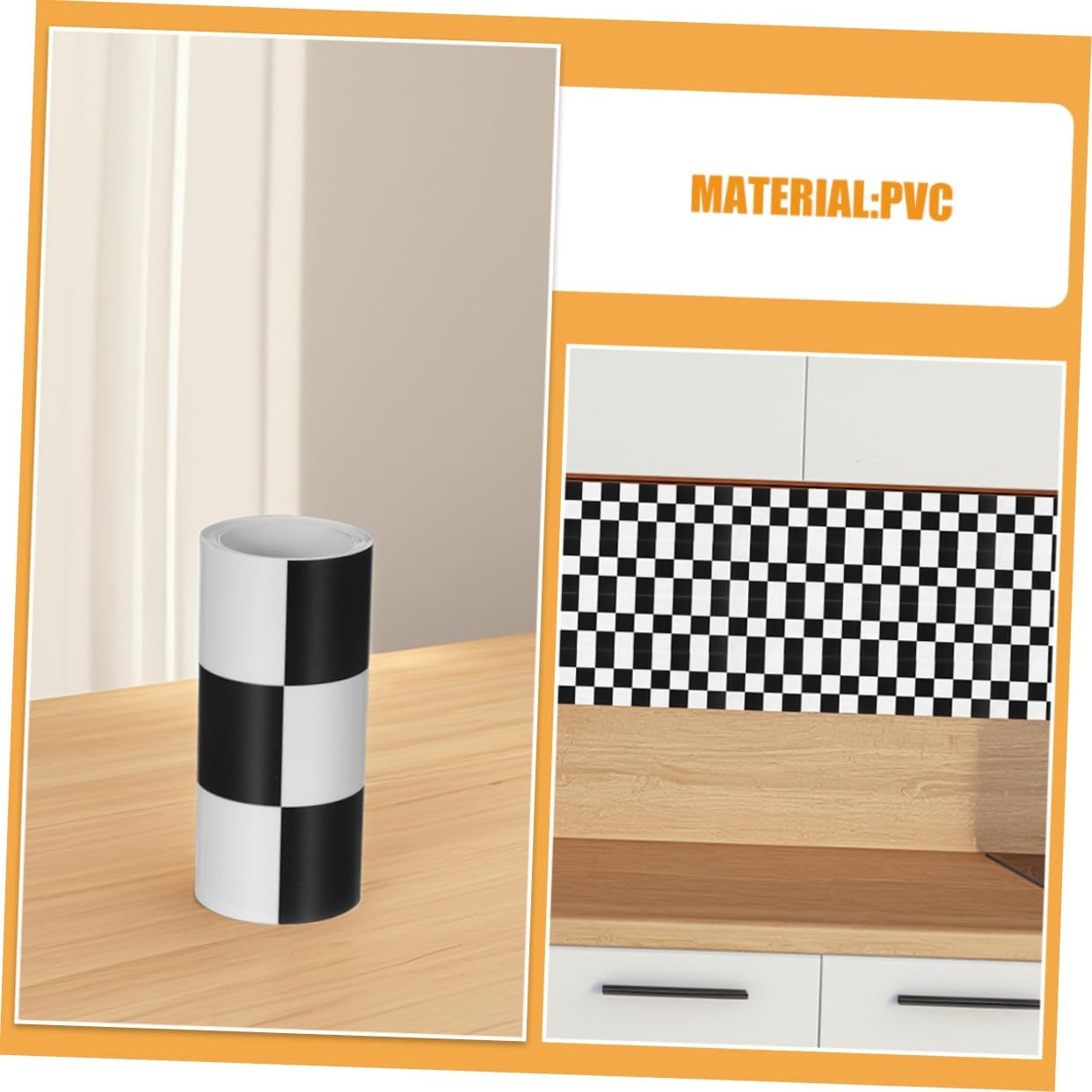 2 Rolls Checkered Peel and Stick Wallpaper Border White Checkered Wallpaper Self Adhesive / Black