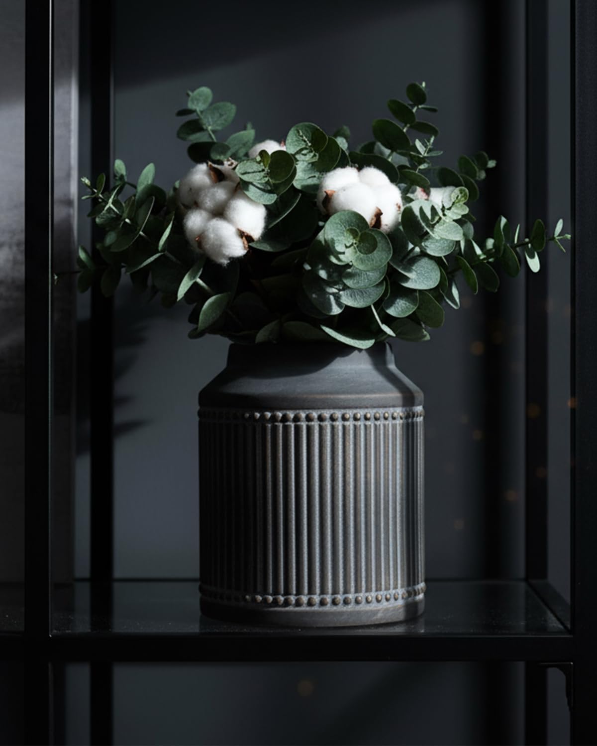 Ribbed Ceramic Vase / Brown / 7 Inch