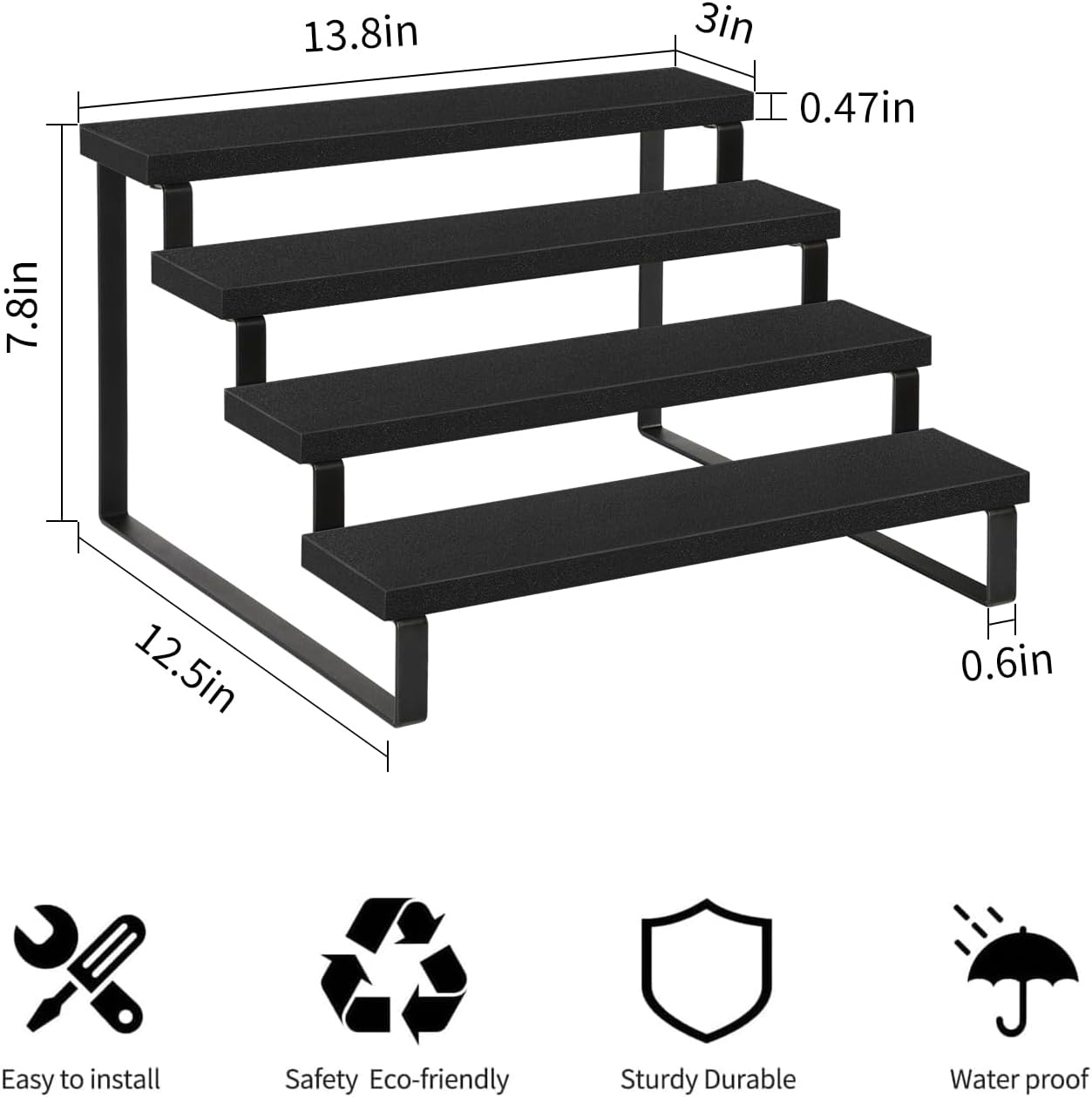 YINMIT Wooden Display Riser Stand, Tiered Perfume and Cologne Organizer Stand, 4 Tier Spice Rack Organizer, Rustic