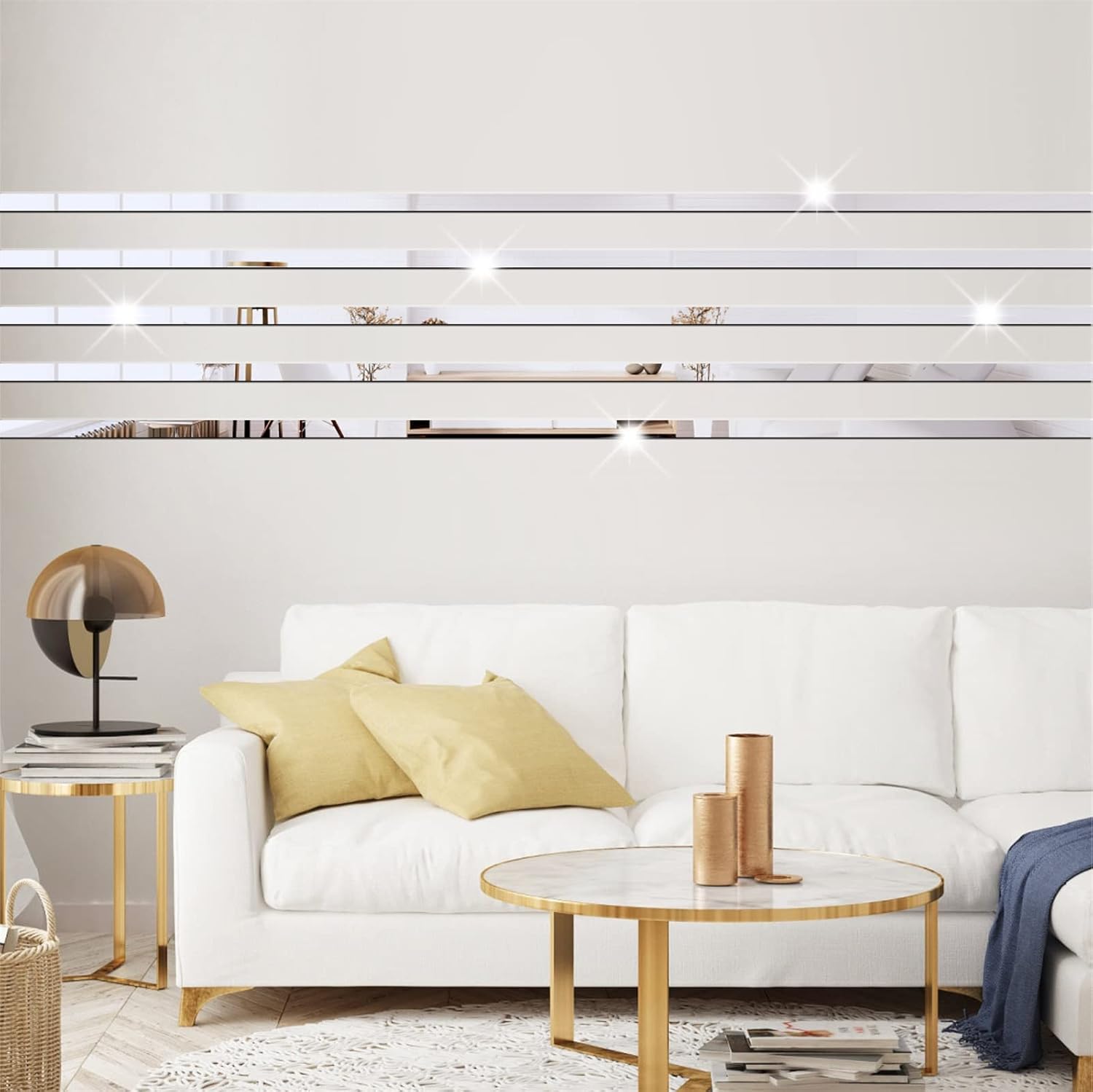 Acrylic Mirror Wall Stickers 3D Striped Mirror / Silver