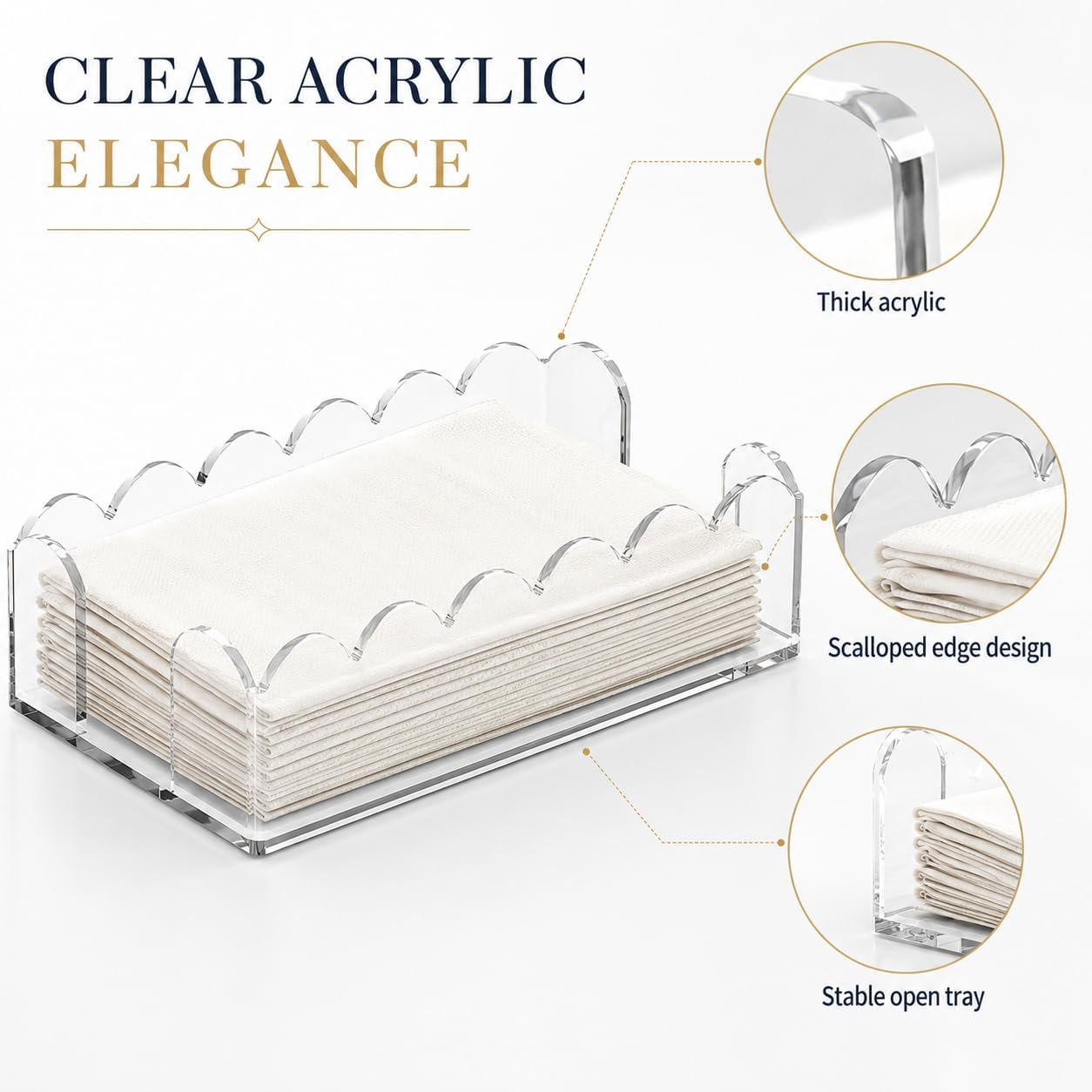 Acrylic Napkin Holder / Clear / Scalloped
