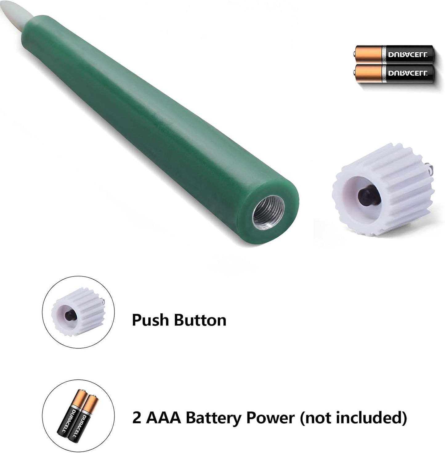 Short Green Flameless Taper Candles with Remote Set of 6 | Flickering LED Candlesticks, Real Wax Coating, 2 AAA Battery