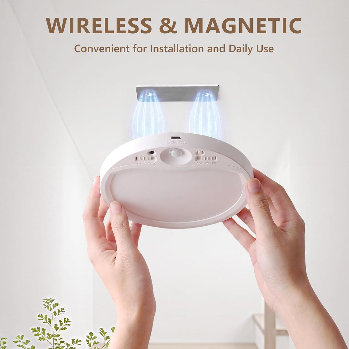4PK Rechargeable Motion Sensor Ceiling Light With Remote, Magnetic Easy Use | 8000mAh Long Lasting Battery Operated