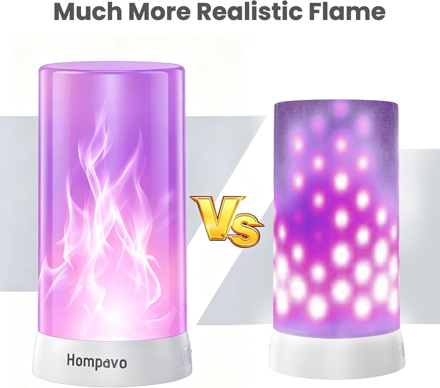 Hompavo 【Upgraded】 Flame Lights with Remote, Timer, 4-Mode Rechargeable | Waterproof LED Battery Operated Flameless