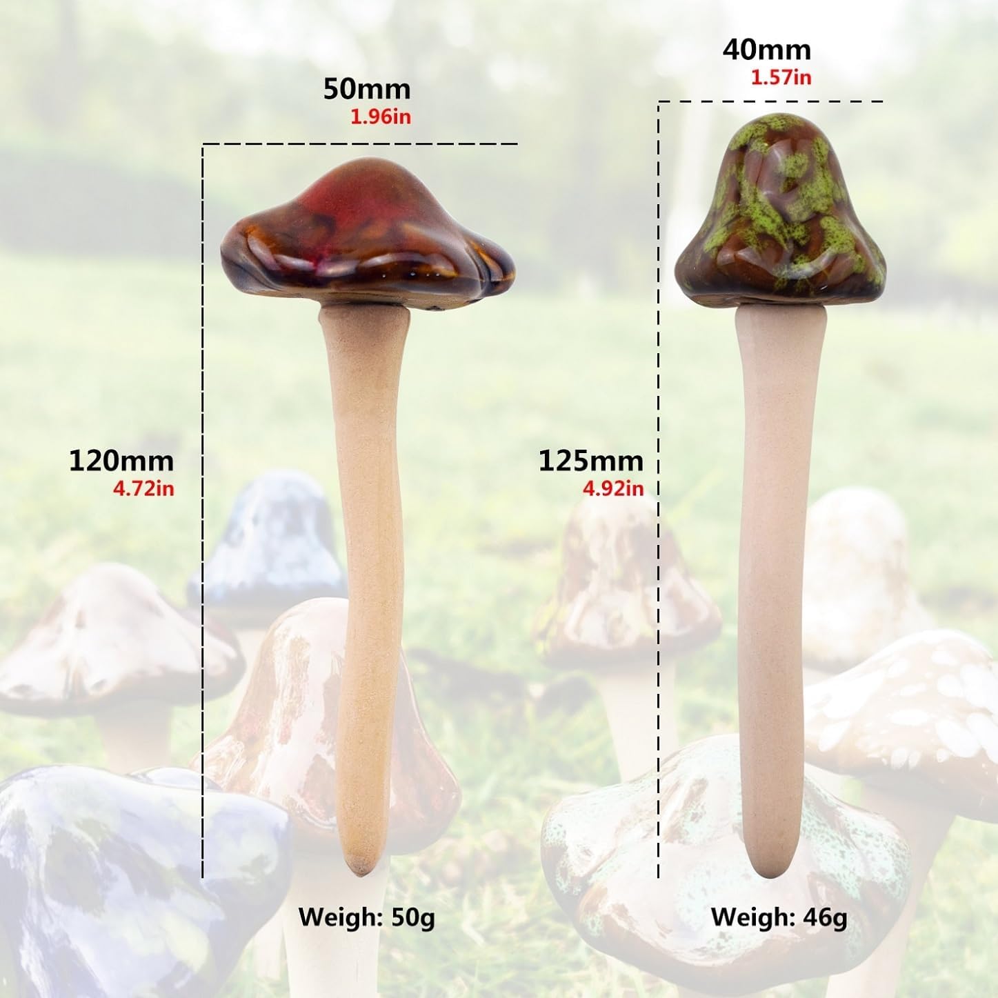 Accessories Ceramic Mushroom Garden Pot Decoration Mushroom Figurine Indoor and Outdoor / Set of 8