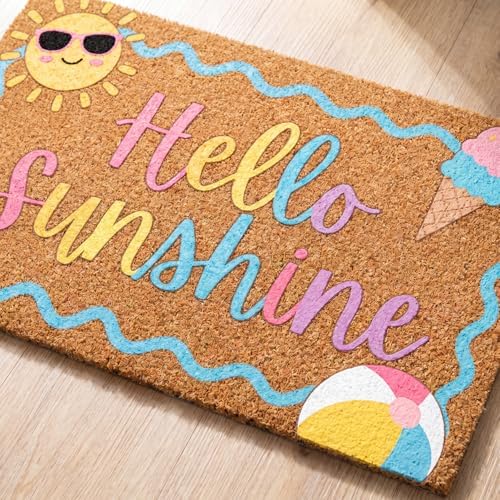 Hello Sunshine Welcome Door Mat Artificial Coir Doormat 16x30in