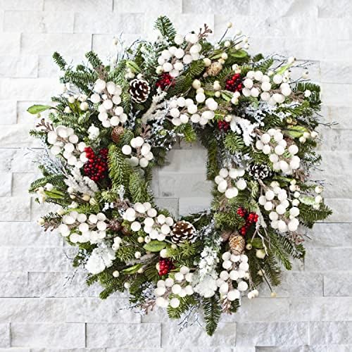 24 Pack Glitter White Berry Stems,7.5 Inch Christmas Sparking Red Faux Winter Berry Sprigs,Artificial Red Berries Branches for Christmas Tree Garland Wreath Crafts Season Winter Home Decor