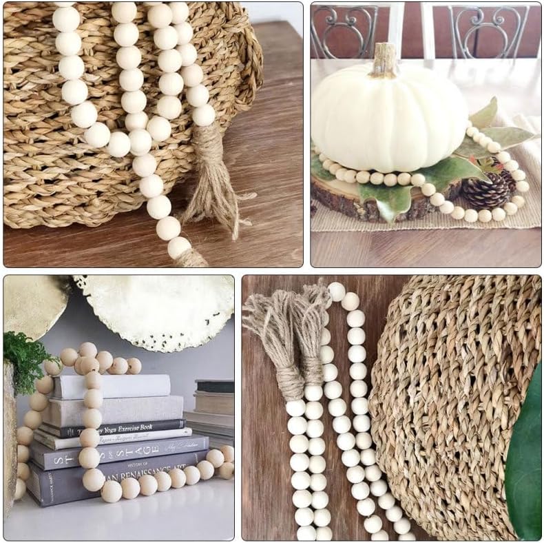 Wood Bead Garland Rustic Farmhouse Beads