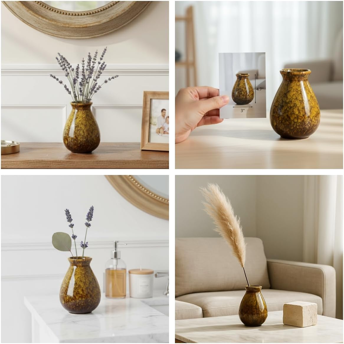 Ceramic Flower Vases Farmhouse Decor / Red / Set of 4