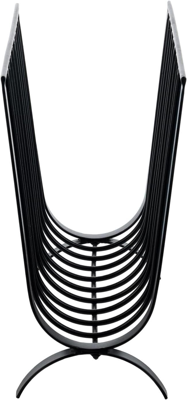 MyGift Matte Black Metal Magazine Rack, Deluxe Mid Century Wire Magazine Rack, Tabletop or Floor Standing Sling Basket