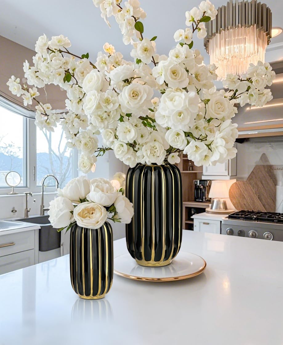 Plated Lantern Ceramic Vase Home Decor Creative Design Porcelain / 11.02'' Tallblack / Gold