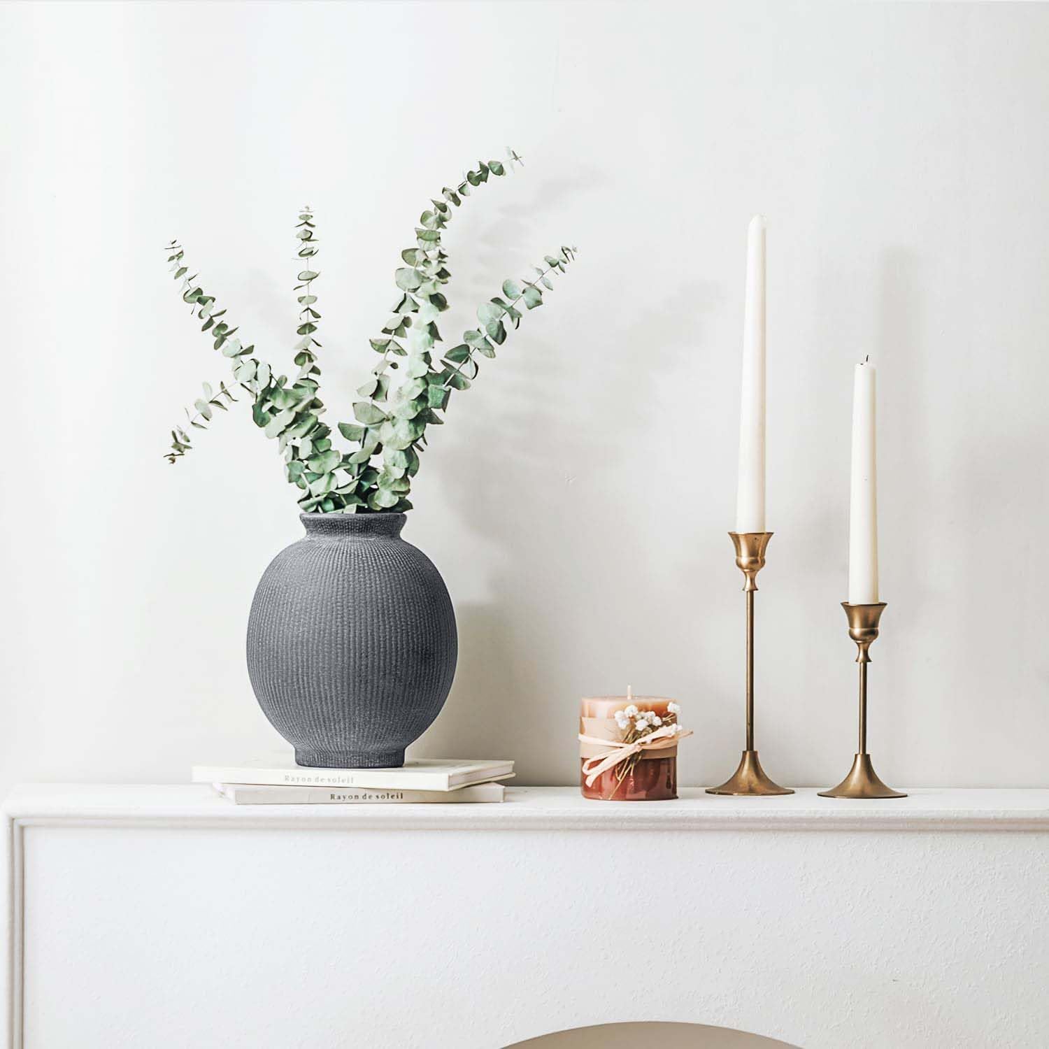 Ceramic Decorative Flower Vase / Modern Black-6.8