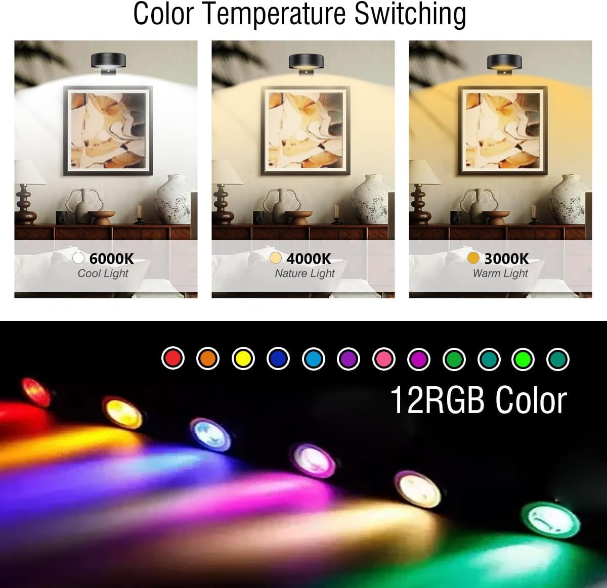 Xuolder Picture Lights for Wall,2000mAh Rechargeable Battery Poster Lights LED Magnetic Painting Light with Remote