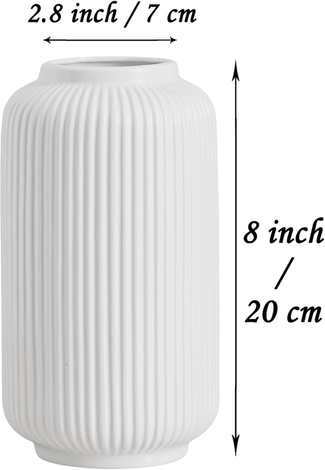 Simple Modern Table Vase / Medium: 8 Inches / White / 8 Inch