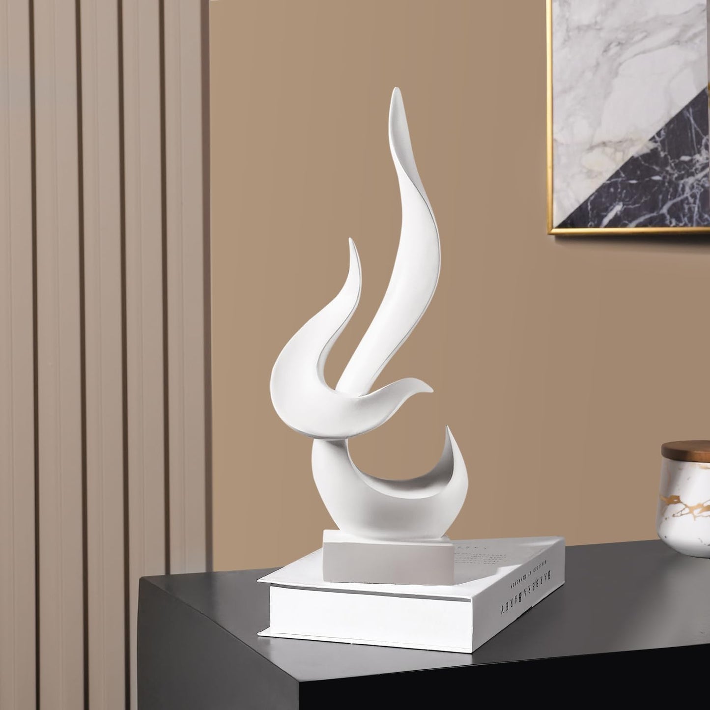 Decor Modern Flame Statue / White