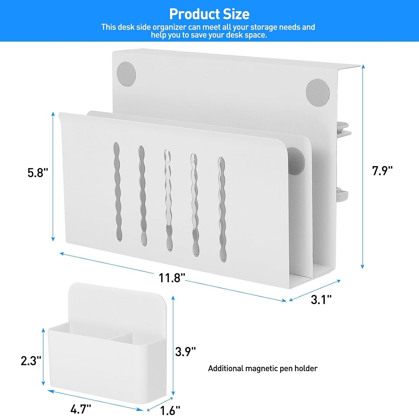 MAXECHO Desk Side Storage, Under Desk Laptop Mount, Table Side Hanging File Organizer, No Drill Clamp On Cable