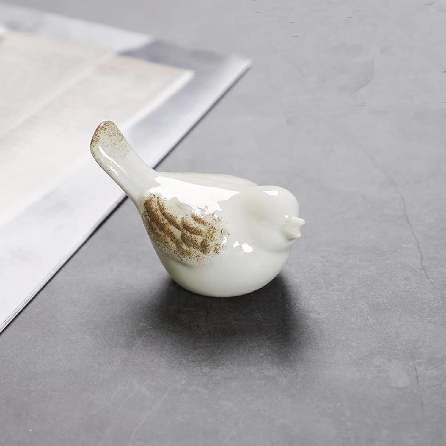 Small Birds Statues Ceramic Home Decor Modern Style Decorative Ornaments Animal / White / Set of 2