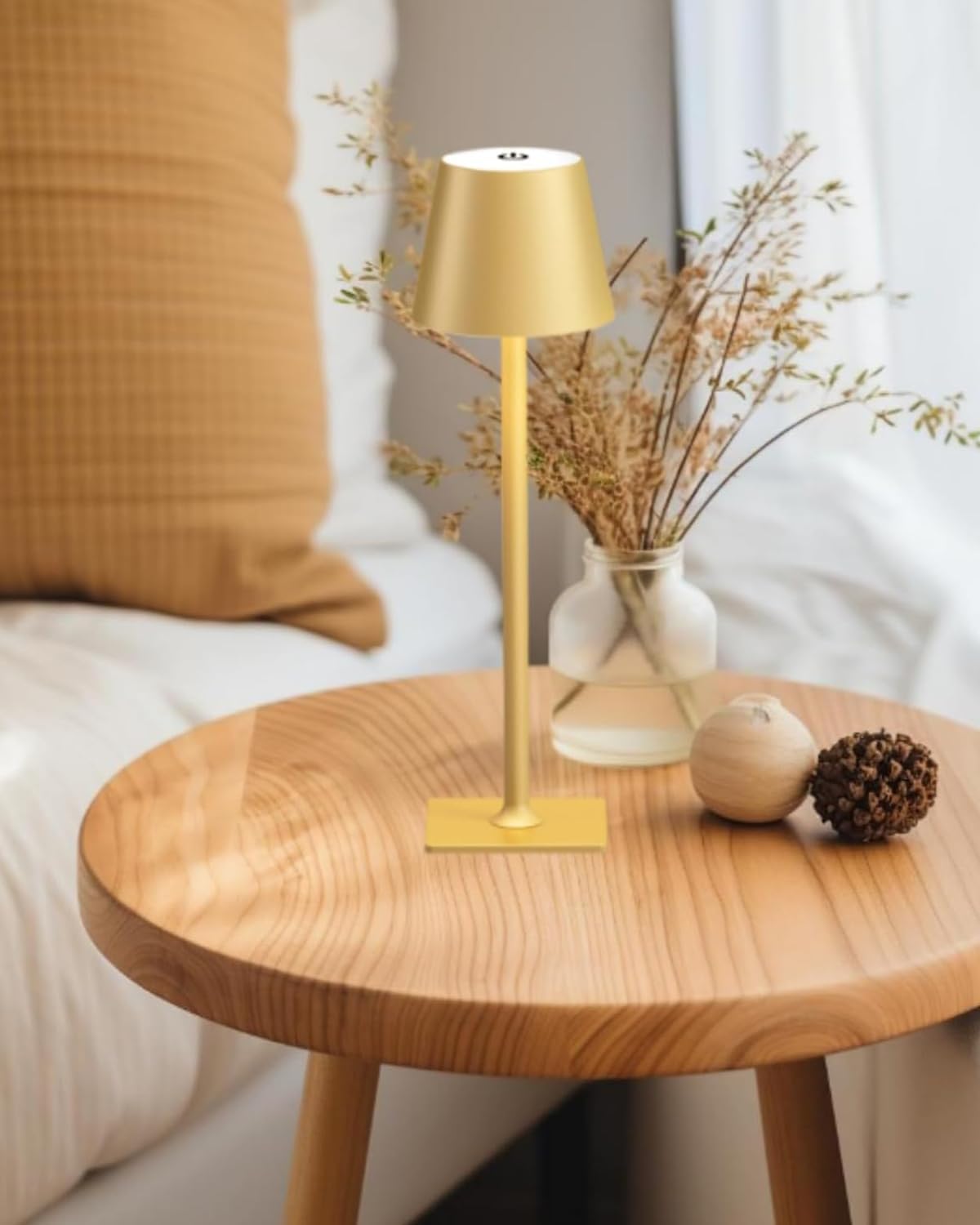 Fizrice Rechargeable Table Lamp 2 Pack Gold Cordless Battery Operated | 6000mAh touch control portable lighting with