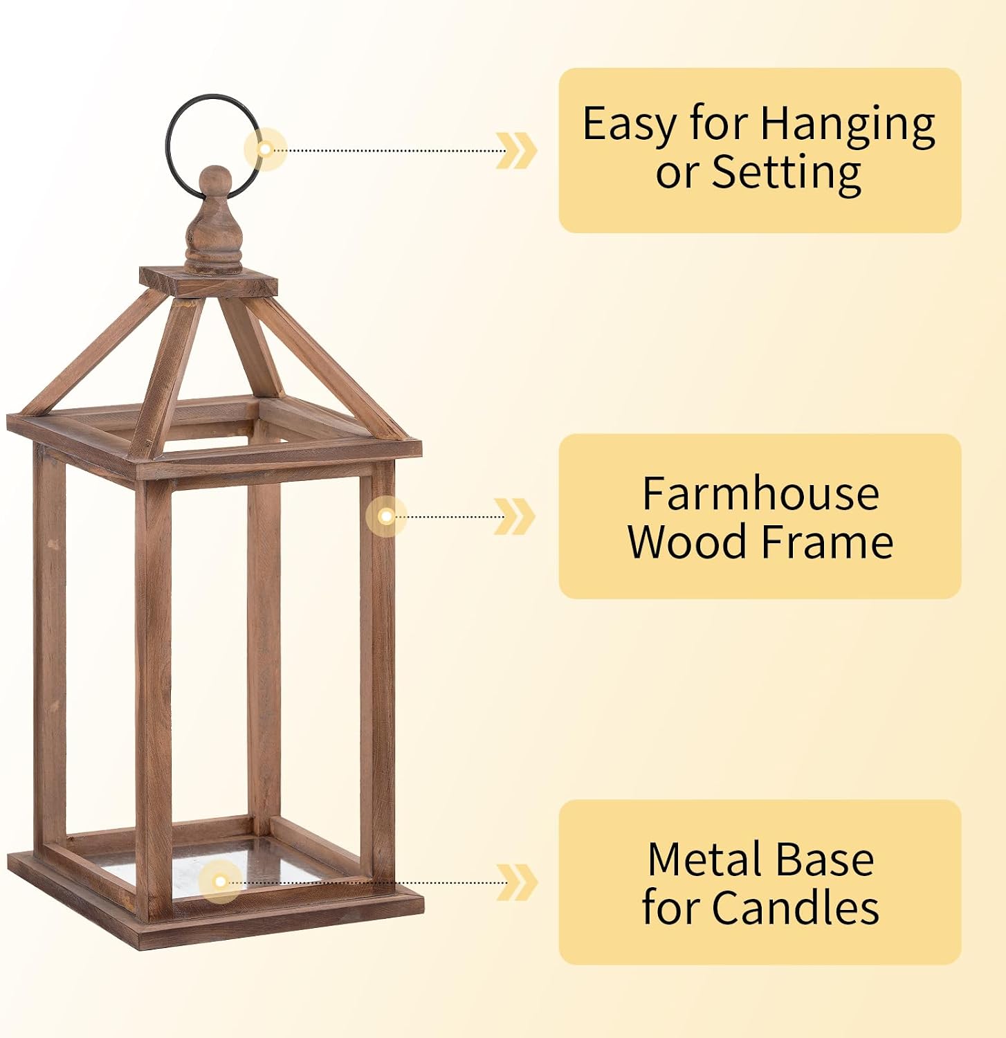Romadedi Wood Candle Lantern Decorative, Brown, Rustic Decor Set of 2 | Farmhouse Wooden Lanterns, Decorative Candle